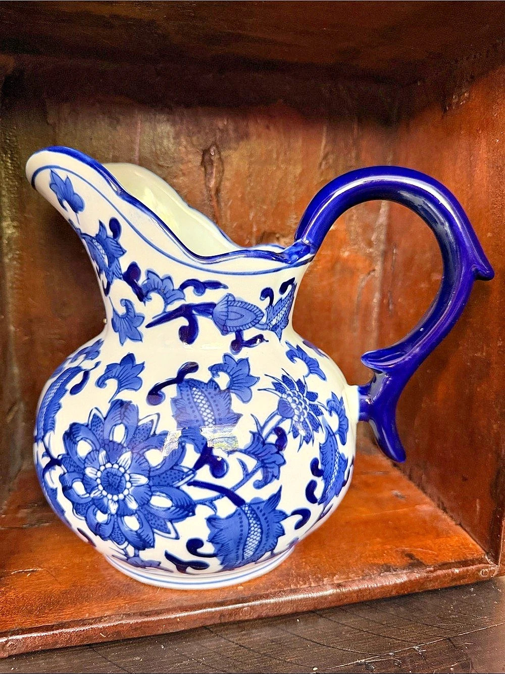 Vintage Blue & White Floral Serveware Pitcher/Vase